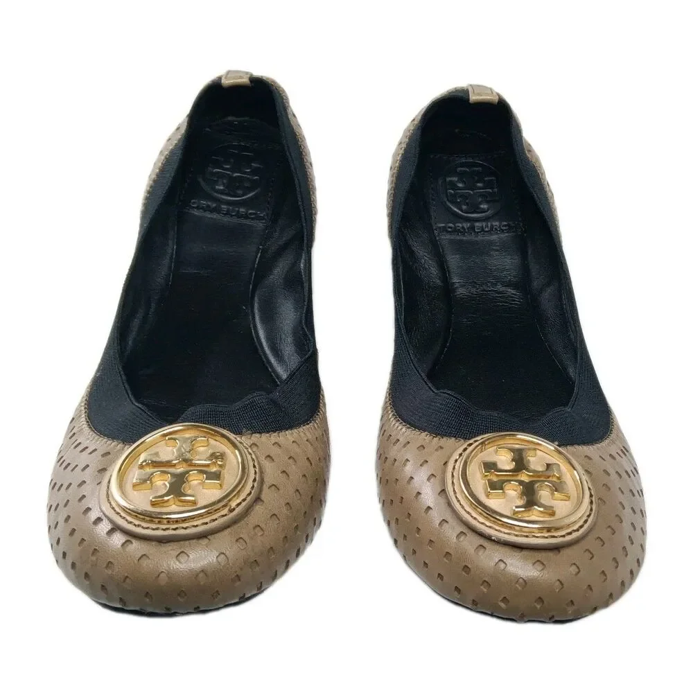 Tory Burch Caroline Perforated Leather Ballet Flats Women's Size 6.5 Shoes